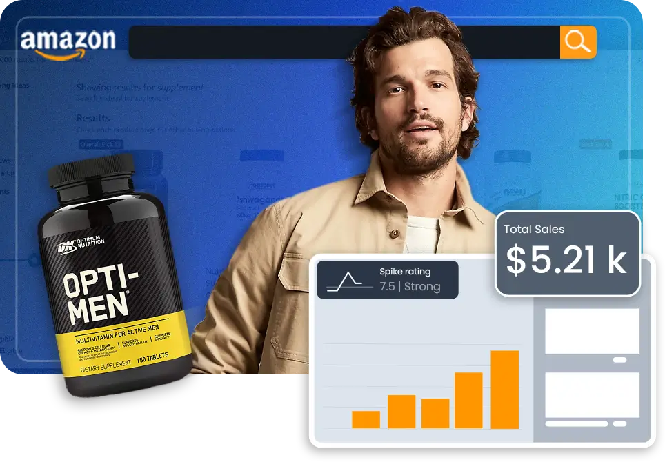 Amazon advertising management visual showing PPC launch strategy, product promotion, and sales growth performance on Amazon.